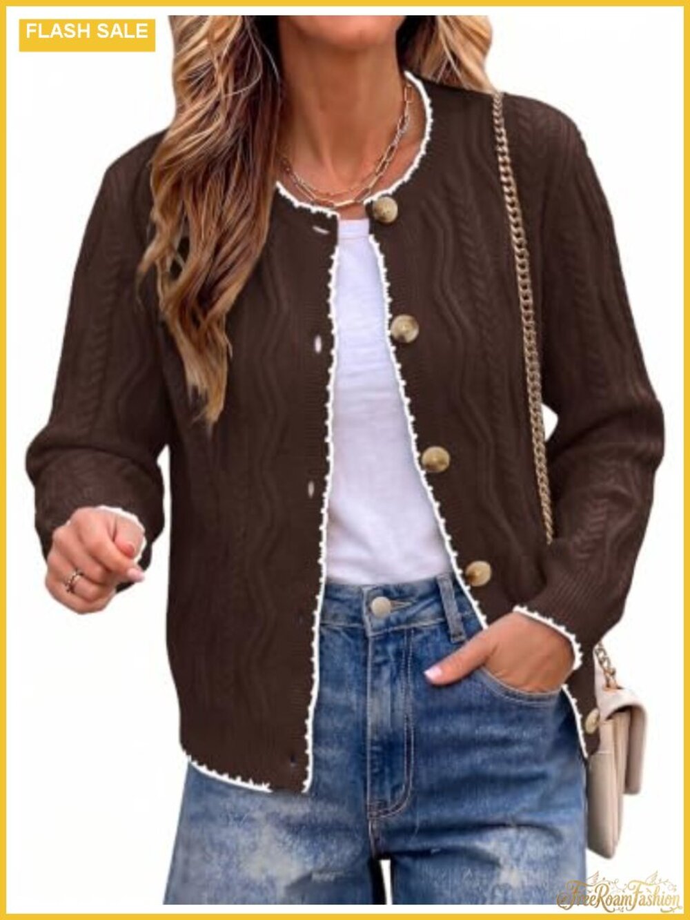 Women's Cable Knit Cardigan Long Sleeve Lightweight Fall Layering Sweater
